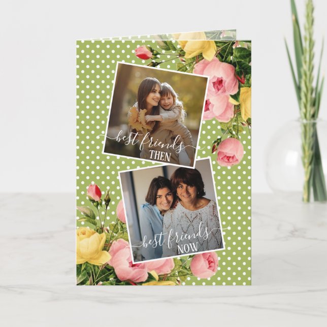 Anpassningsbar Blommigt för bästa foto-vänner Vår  Kort (Framsida)