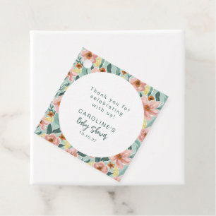 Anpassningsbar Blommigt Garden Grönt Baby Shower T Gåvor Etiketter