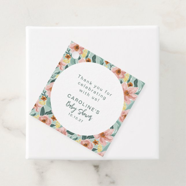 Anpassningsbar Blommigt Garden Grönt Baby Shower T Gåvor Etiketter (På plats)