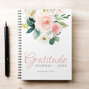 Anpassningsbar Blommigt Gratitude Journal med Year Anteckningsbok