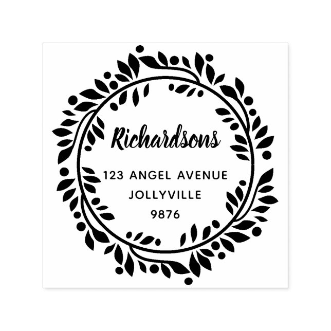 Anpassningsbar Blommigt Löv Utandning Adress Självfärgande Stämpel (Design)