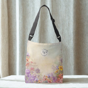 Anpassningsbar Blommigt Monogram Crossbody Tote Ba Axelväska