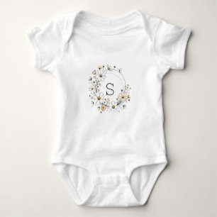 Anpassningsbar Blommigt Monogram Flicka Boho Sage T Shirt