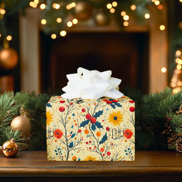 Anpassningsbar Blommigt och berry julomslag Presentpapper