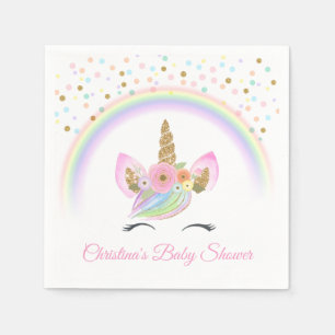Anpassningsbar Blommigt Regnbåge Unicorn Baby Show Pappersservett