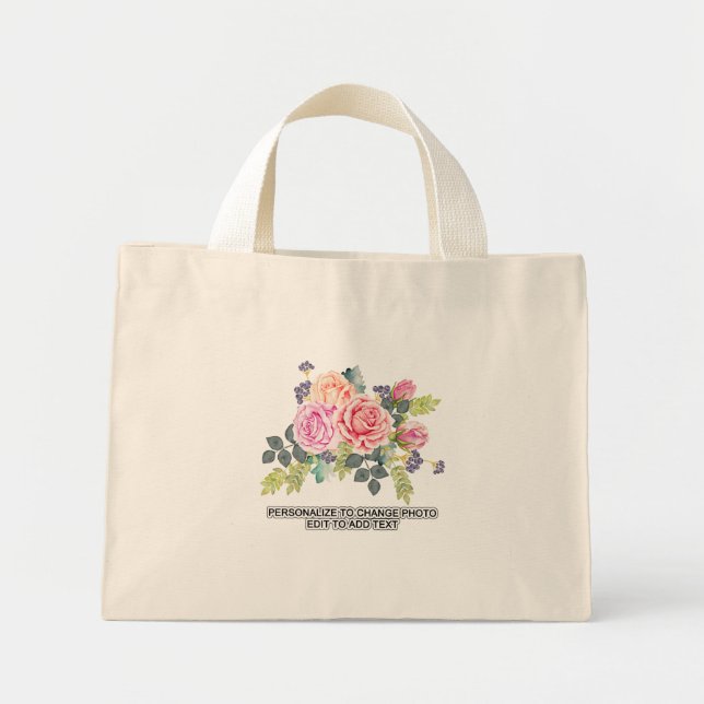 Anpassningsbar Blommigt Ro Ersätt teckningslogan Mini Tygkasse (Framsidan)
