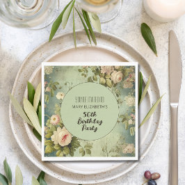 Anpassningsbar Blommigt Ro Greenery Födelsedagsfes Pappersservett