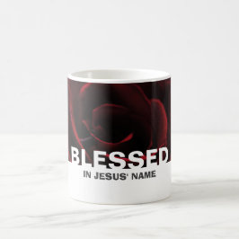 Anpassningsbar Blommigt Röd ros BLESSED Kaffemugg