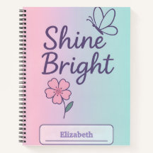 Anpassningsbar Blommigt Shine Bright Notebook for 
