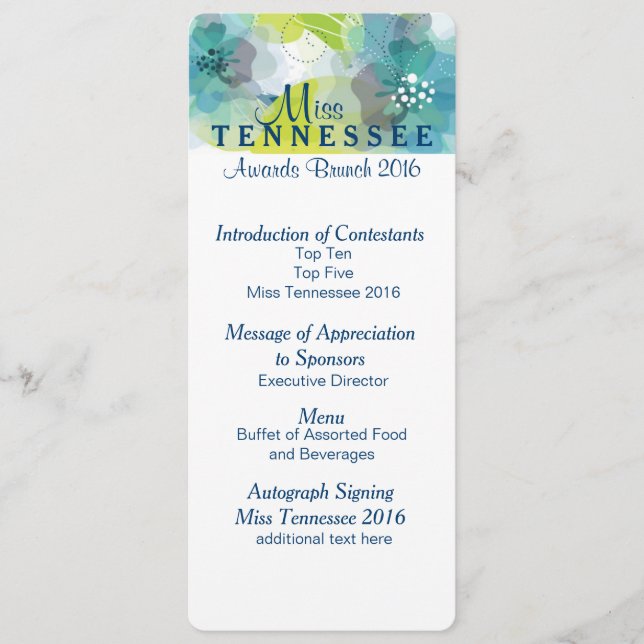 Anpassningsbar Blommigt Skönhetstävling Utmärkelse Meny (Framsida)