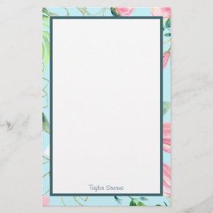 Anpassningsbar Blommigt Stationery Brevpapper
