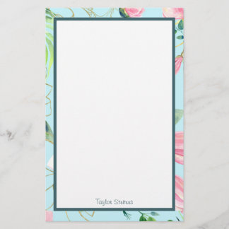 Anpassningsbar Blommigt Stationery Brevpapper