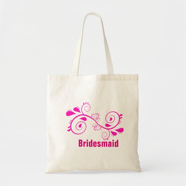 Anpassningsbar Blommigt Swirl Bridesmaid Bröllop t Tygkasse (Framsidan)