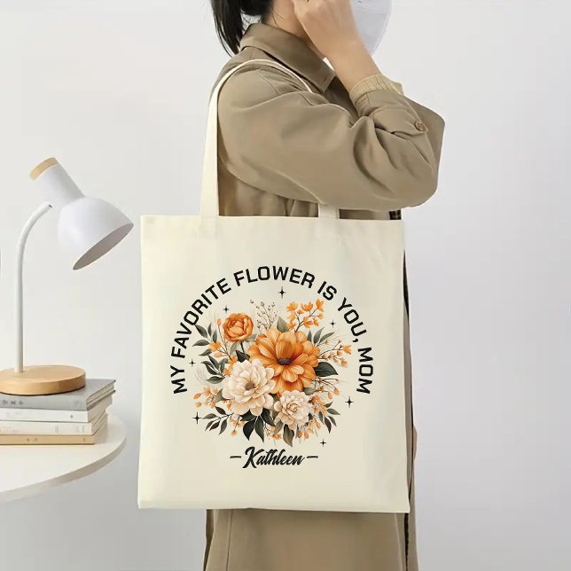 Anpassningsbar Blommigt Tote Bag för Mamma, Mors d Tygkasse (personalized mom tote, floral mom tote bag, mother’s day tote, custom tote for mom, gift for mom,)