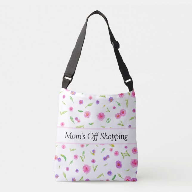 Anpassningsbar Blommigt Tote Bag | Gift for Mamma  Axelväska (Framsida)