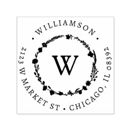 Anpassningsbar Blommigt Utandning Rund Namn och Re Självfärgande Stämpel