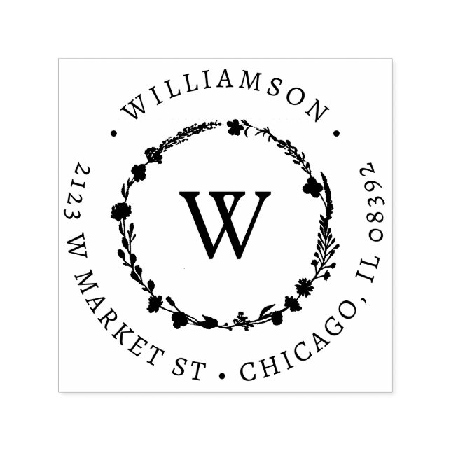 Anpassningsbar Blommigt Utandning Rund Namn och Re Självfärgande Stämpel (Design)