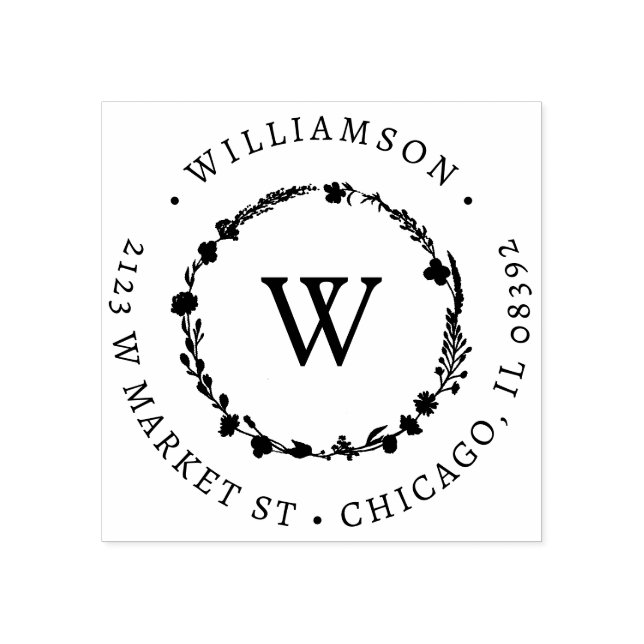 Anpassningsbar Blommigt Utandning Rund Namn och Re Stämpel (Tryck)