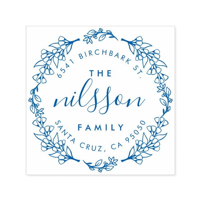 Anpassningsbar Blommigt WAN-Returadressen i Namn Självfärgande Stämpel (Design)