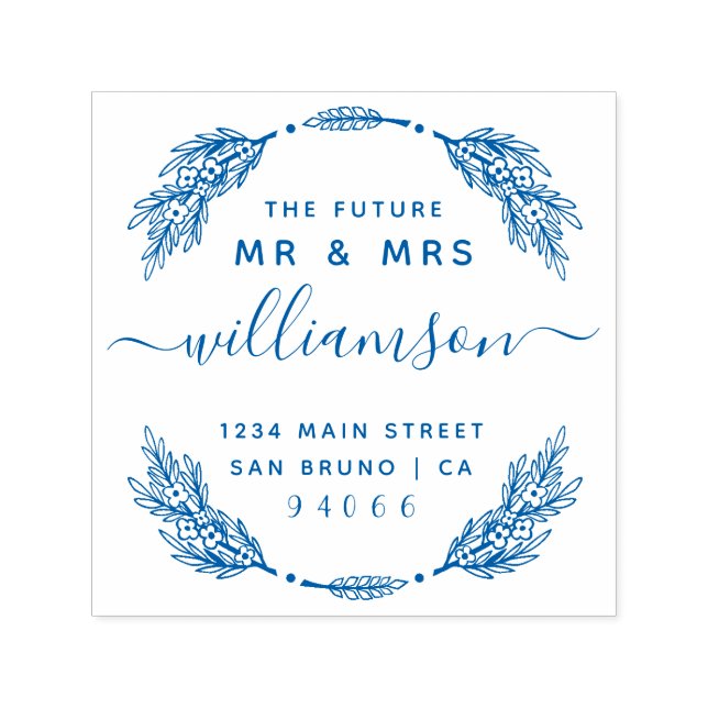 Anpassningsbar Blommigt Wandefuture Mr & Mrs Retur Självfärgande Stämpel (Design)
