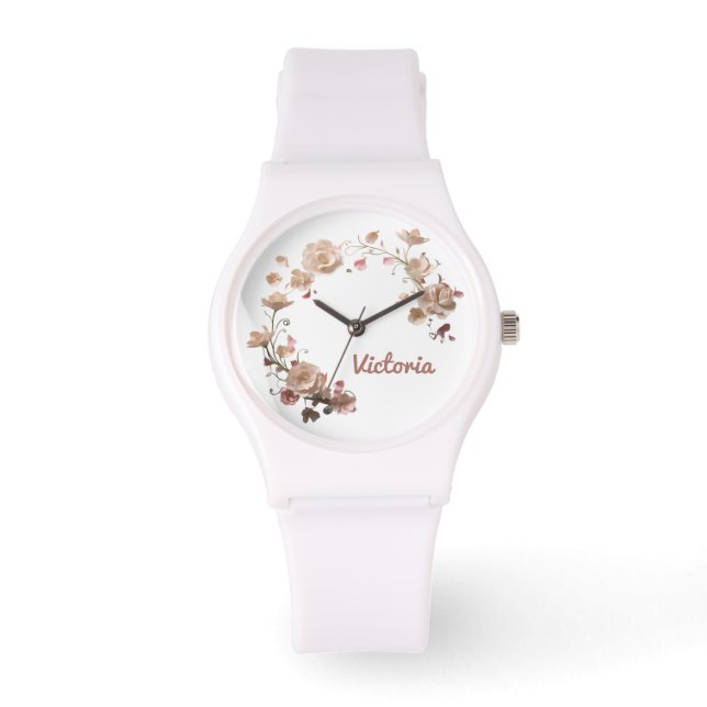 Anpassningsbar Blommigt Watch Armbandsur (Framsida)