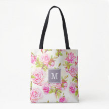 Anpassningsbar Blommönster Gammal Ro Monogram Tote
