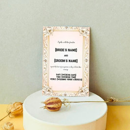 Anpassningsbar Blommönster Vackert Bröllop Inbjudningar