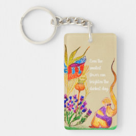 Anpassningsbar Blommor och flicka Nyckelring