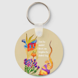Anpassningsbar Blommor och flicka Nyckelring