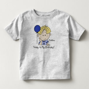 Anpassningsbar Blond Boy med Ballon Birthday T-shi T-shirt