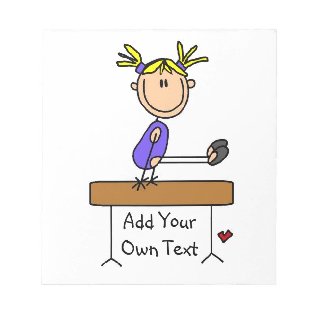 Anpassningsbar Blond Girl Gymnast on Balance Beam Anteckningsblock (Framsida)