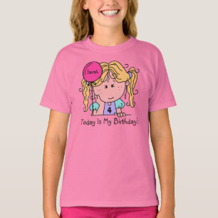 Anpassningsbar Blond Girl with Balloon Birthday T- Tröja