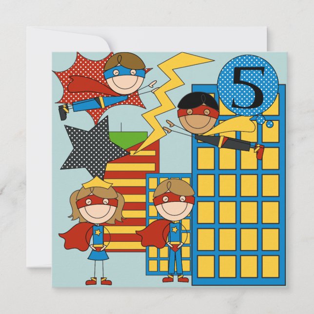 Anpassningsbar Blond Hair Boy Toppen Hero Birthday Inbjudningar (Framsida)