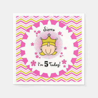 Anpassningsbar Blond Princess 5th Birthday Papper  Pappersservett