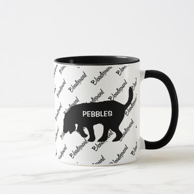 ANPASSNINGSBAR Bloodhound Hund Silhouette Mugg (Höger)