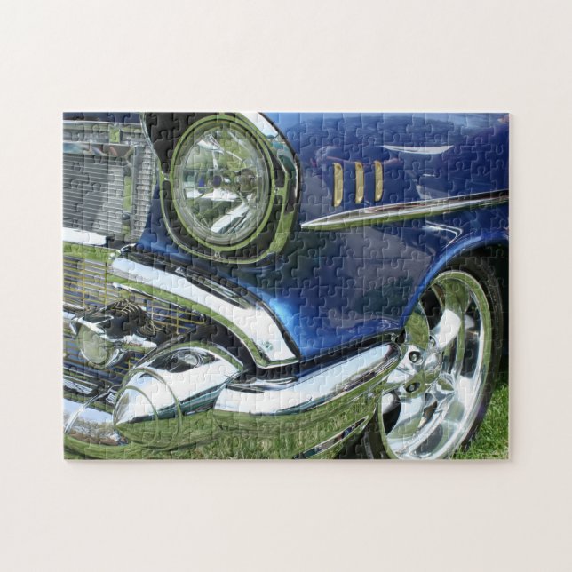 Anpassningsbar Blue 1957 Chevy Car Pussel (Horisontell)