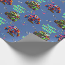 Anpassningsbar Blue 3D Monster Lastbil Birthday fö