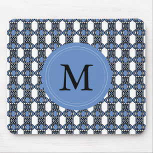 Anpassningsbar Blue Abstrakt Scarab Mönster Monogr Musmatta