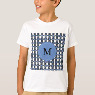 Anpassningsbar Blue Abstrakt Scarab Mönster Monogr T Shirt