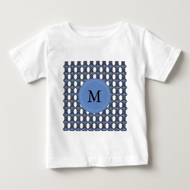 Anpassningsbar Blue Abstrakt Scarab Mönster Monogr Tee Shirt (Framsida)