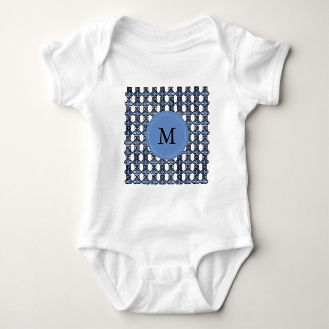 Anpassningsbar Blue Abstrakt Scarab Mönster Monogr Tee Shirt (Framsida)