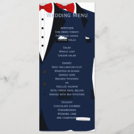 Anpassningsbar Blue and White Gay Bröllop Menu Meny