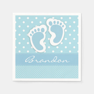 Anpassningsbar Blue Baby Feet White Polkadots Möns Pappersservett