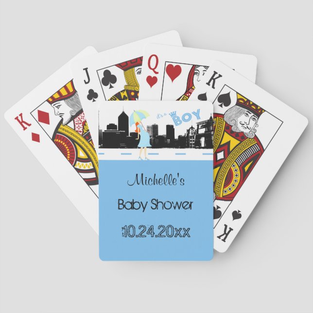 Anpassningsbar Blue Baby Shower Deck of play Cards Kortlek (Baksidan)