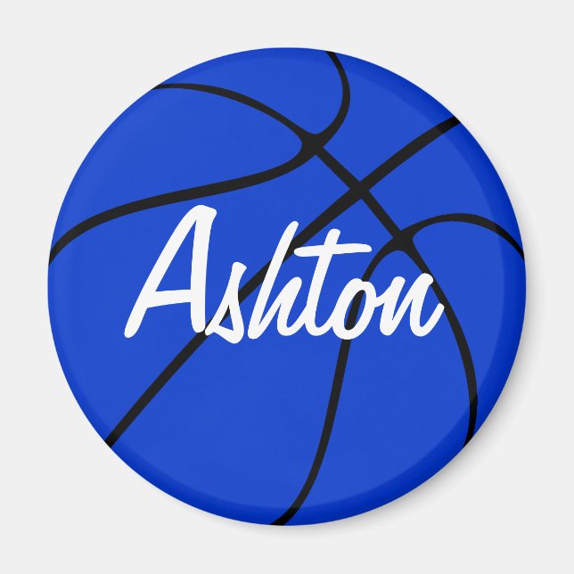 Anpassningsbar Blue Basketball Round Fridge Magnet (Framsidan)