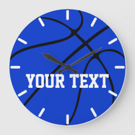 Anpassningsbar Blue Basketball Wall Clock Stor Klocka
