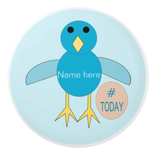 Anpassningsbar Blue Birthday Boy Chick Ceramic Kno Knopp (Framsidan)