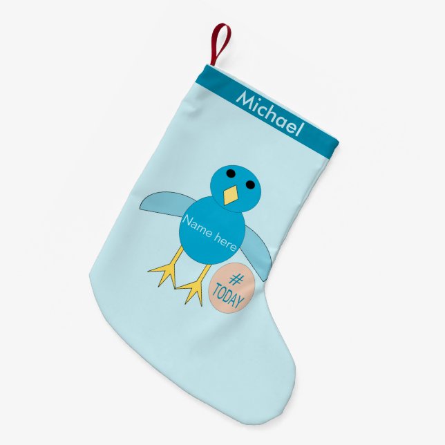 Anpassningsbar Blue Birthday Boy Chick Stocking Liten Julstrumpa (Framsidan (Hängande))