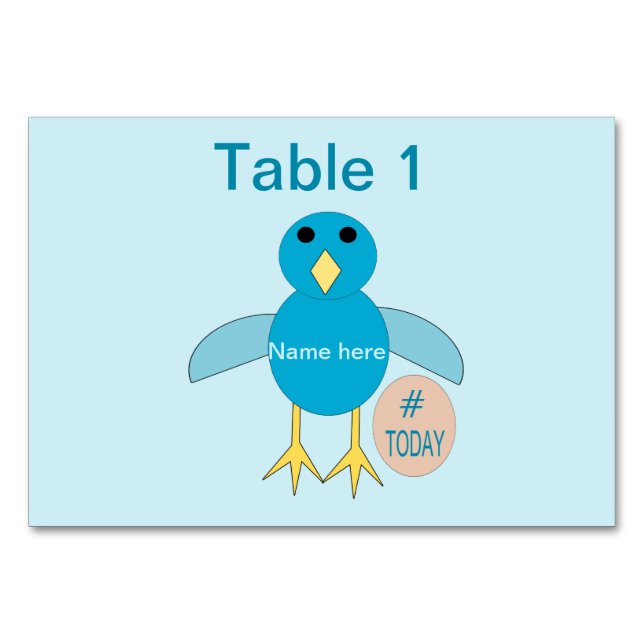 Anpassningsbar Blue Birthday Boy Chick Tablecard Bordsnummer (Framsidan)