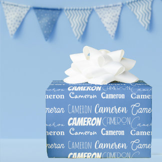 Anpassningsbar Blue Birthday Boys Namn Collage Presentpapper
